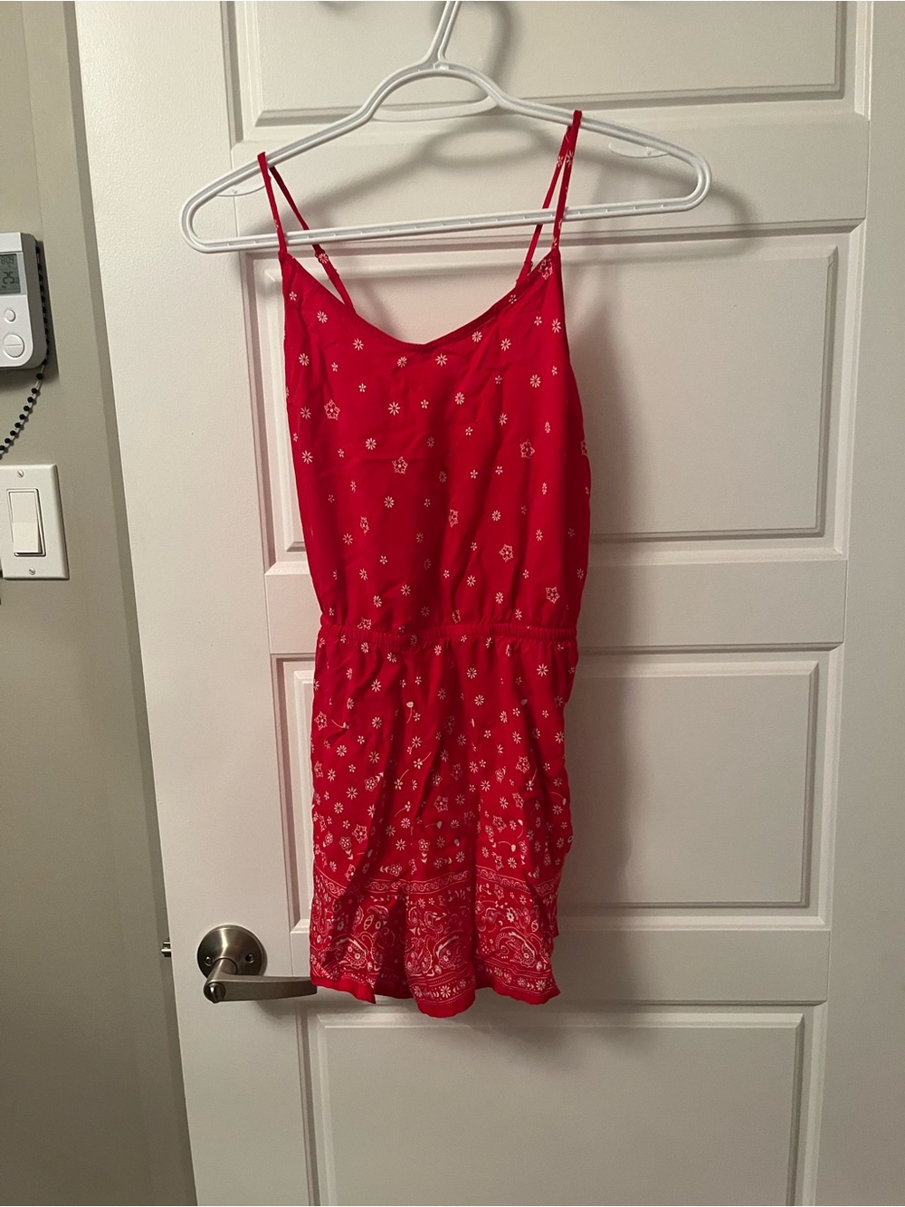 Garage Red Bandana-Print Spaghetti Strap Romper
